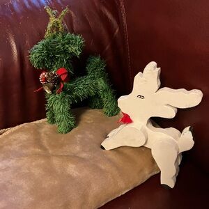 Festive Green and White Holiday Reindeer Set